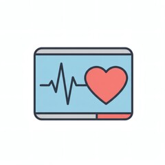Simple Minimalist Heart Rate Monitor Vector Clipart – Flat Design Healthcare Illustration