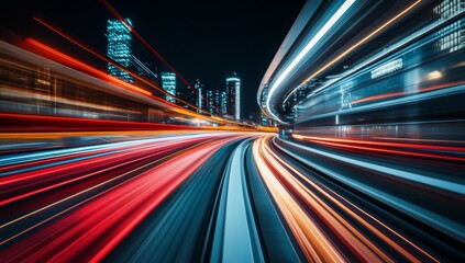 Night city lights blur in motion