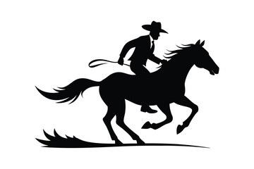 Naklejka premium horse rider silhouette vector illustration on white background