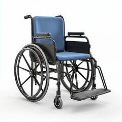 Fototapeta premium Isolated image of a blue and black wheelchair on a white background