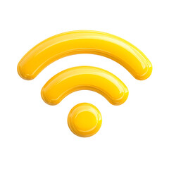 Obraz premium Glossy Yellow Wifi Symbol 3D Render on Transparent Background for Digital Design
