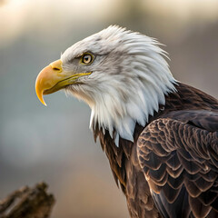Obraz premium closeup shot of a beautiful bald eagle with a blur