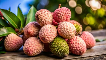 Fresh red lychee fruit isolated on white background with clipping path, vibrant and juicy