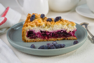 Homemade pie with honeysuckle and cottage cheese