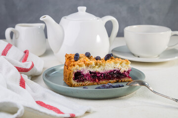 Homemade pie with honeysuckle and cottage cheese