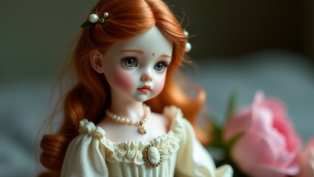Elegant BJD Doll with Red Hair