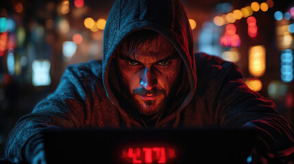 A hacker trying to steal cryptocurrency, dark web concept