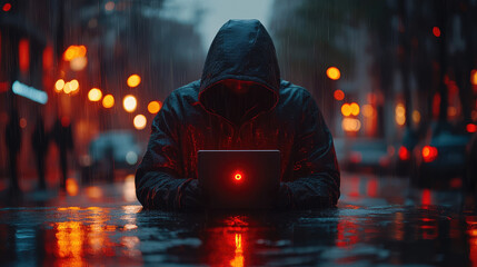 A hacker trying to steal cryptocurrency, dark web concept