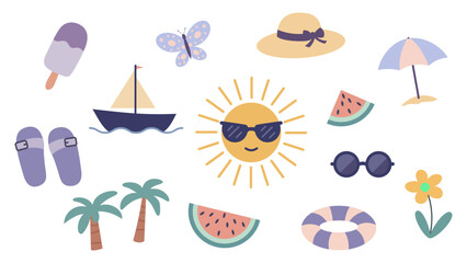 Summer Vector Icon Set. Summer Doodles