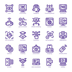 Augmented Reality Icon pack for your website, mobile, presentation, and logo design. Augmented Reality Icon line basic color design. Vector graphics illustration and editable stroke.
