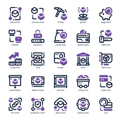 Blockchain Service Icon pack for your website, mobile, presentation, and logo design. Blockchain Service Icon dual tone design. Vector graphics illustration and editable stroke.