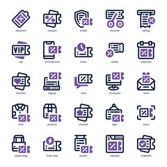 Coupon Icon pack for your website, mobile, presentation, and logo design. Coupon Icon dual tone design. Vector graphics illustration and editable stroke.