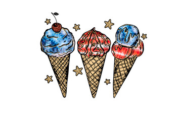 Ice cream, 4th of July PNG Sublimation Design