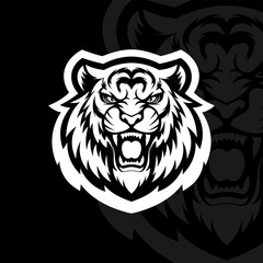 Tiger animal, mascot esport illustration logo design, black white