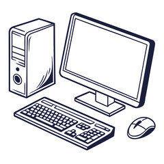Fototapeta premium Modern silhouette of a desktop computer icon vector illustration isolated on a transparent background