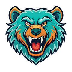 Naklejka premium Angry teal bear head graphic