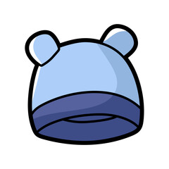 simple blue beanie cartoon kids hat vector