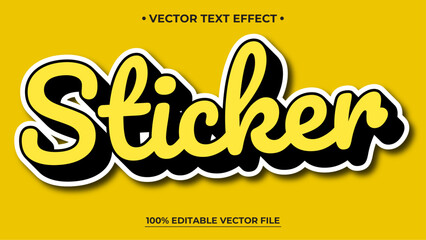 Editable text effect black and yellow sticker text effect, Editable text effect