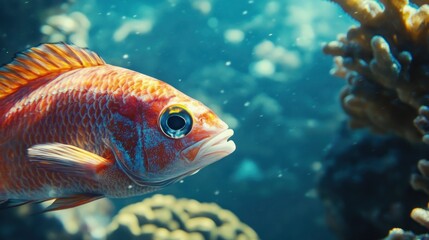 Fototapeta premium Vibrant coral reef fish in ocean
