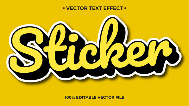 Editable text effect black and yellow sticker text effect, Editable text effect