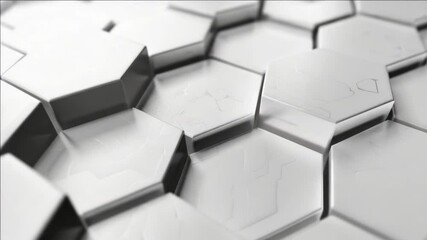 A white background with a pattern of hexagons. The hexagons are all different sizes and are arranged in a way that creates a sense of depth and texture. Scene is one of modernity and sophistication