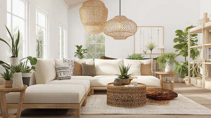 Bright and airy modern living room design.