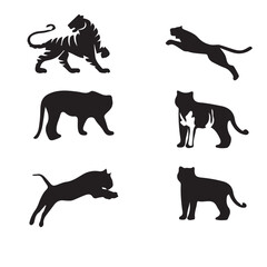 set of Tiger silhouettes