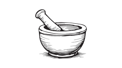 Mortar and pestle set line art