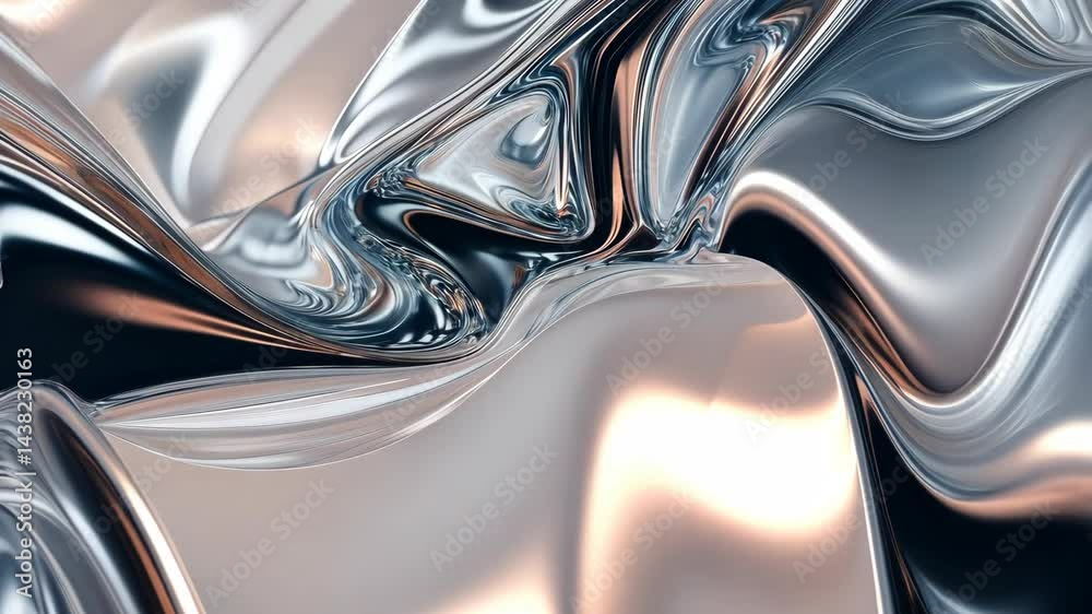 Poster mesmerizing metallic wave fluidity captured in abstract motion sequence