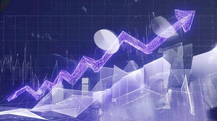 Stock chart animation abstract digital 3d financial chart animation showing growing value of the global stock market 4k video - Powered by Adobe
