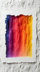 Naklejka premium Rectangular art with vibrant rainbow texture on a textured white backdrop