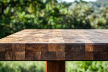 Naklejka premium Wooden table top outdoors