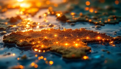 Glowing Earth Map at Sunset, Abstract World Connectivity