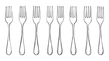 Pasta fork set line art