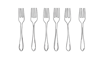 Pasta fork set line art