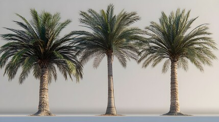 Beautiful Palm Trees in a Row Against a Soft Background