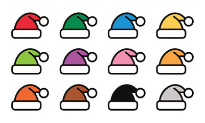 Colorful Christmas hat icons