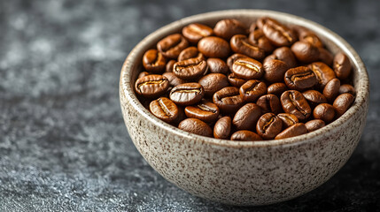 Fototapeta premium Roasted Coffee Beans in a Speckled Bowl