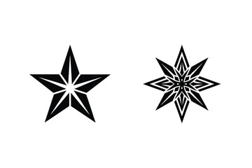 Two Stylized Star Designs Black Shapes On White Background Simple Vector Graphics