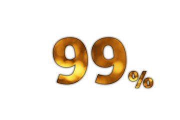Golden Ninety-Nine Percent Symbol on White Background for Financial Concepts
