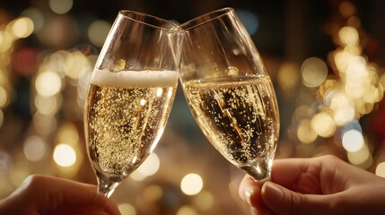 Clinking Champagne Glasses in a Festive