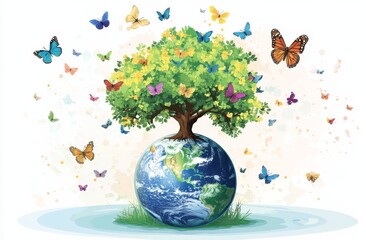 Earth, Tree, Butterflies, Ecology