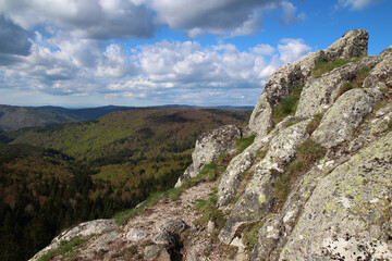 Panoramic view from the summit of Mont St Guiral on a late afternoon in May (Alzon, Gard, Occitanie, France)