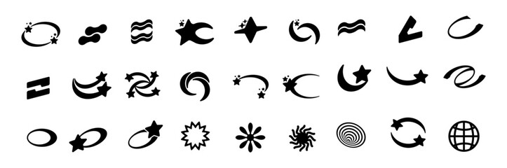 set of y2k shape abstract geometric element