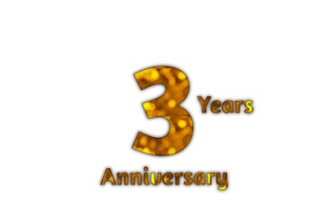 Celebrating a milestone three years of success with shimmering gold text