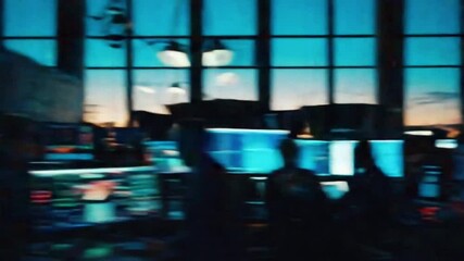 Fast-paced hyper-lapse moving financial trading room, each workstation three monitors displaying live market depth, line graphs, breaking-news tickers; motion blur, high contrast, cinematic energy - Powered by Adobe