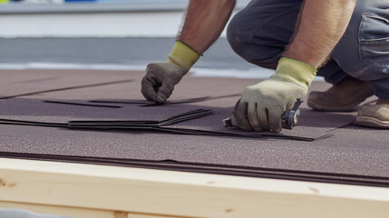 Roofing Contractor Installing Asphalt Shingles