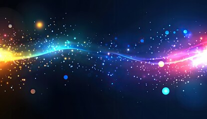 Vibrant light wave with colorful sparkles