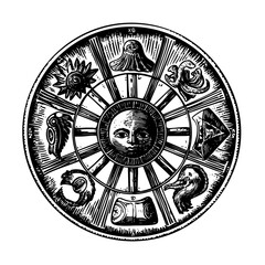 Astrological symbols engraving symbol chart mystic ACC