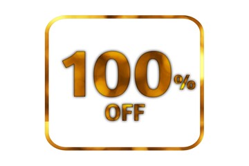 Golden Hundred Percent Off Promotion with Elegant Border for Exclusive Savings